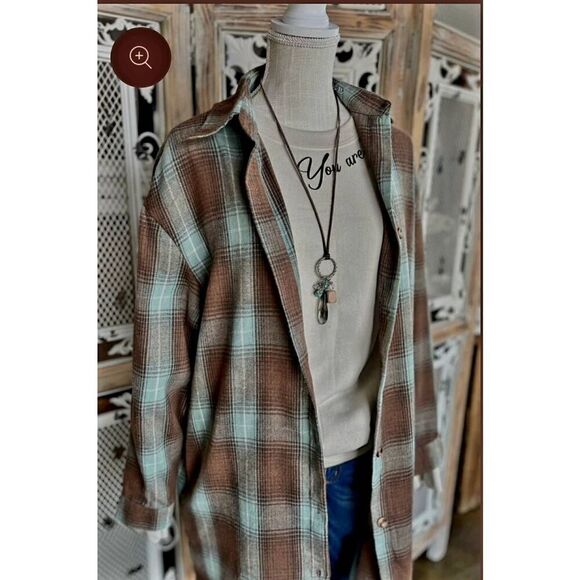 NWT EE: SOME WOMENS LONG FLANNEL SHIRT - Picture 6 of 6